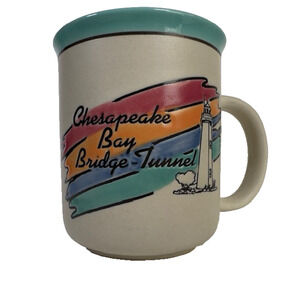 Chesapeake Bay Bridge-Tunnel Stoneware Mug Cup Japan Souvenir Lighthouse VTG
